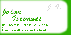 jolan istvandi business card